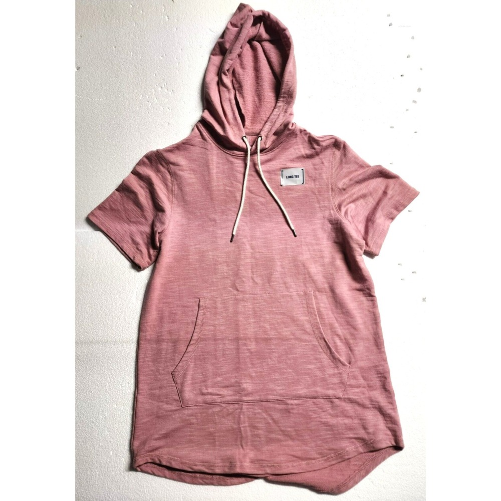 George Hoodie Women Medium Light Red Short Sleeve Drawstring Pull Over NWT